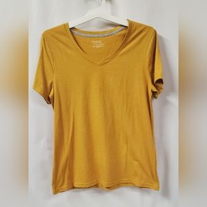 Time & Tru Mustard/gold v-neck tee